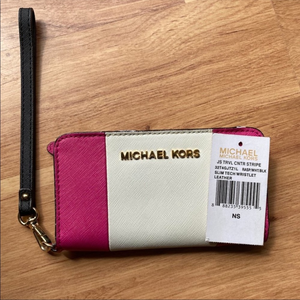 Raspberry color block Michael Kors wallet